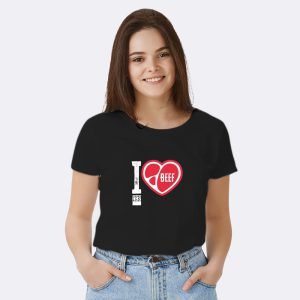 Camiseta Baby Look - Estampa I Love Beef
