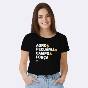 Camiseta Preta Feminina Palavras
