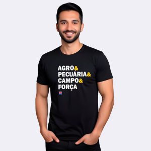 Camiseta Preta Masculina Palavras